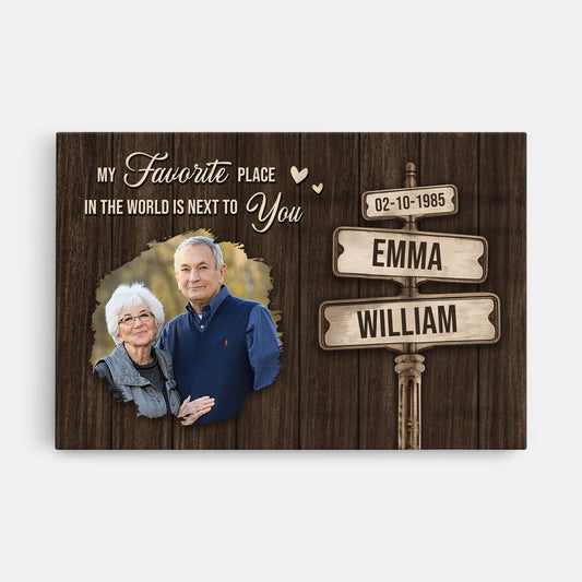 7543CUS1 personalized couple canvas with photo my favorite place in the world is next to you 7543C3TTG
