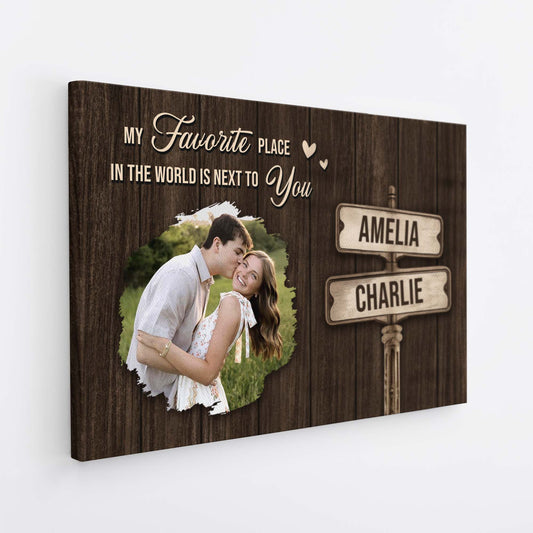 7543CUS2 personalized couple canvas with photo my favorite place in the world is next to you 7543C3TTG