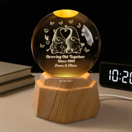 7549LUS1 gnome 3d crystal ball lamp personalized gifts for couples 7549L