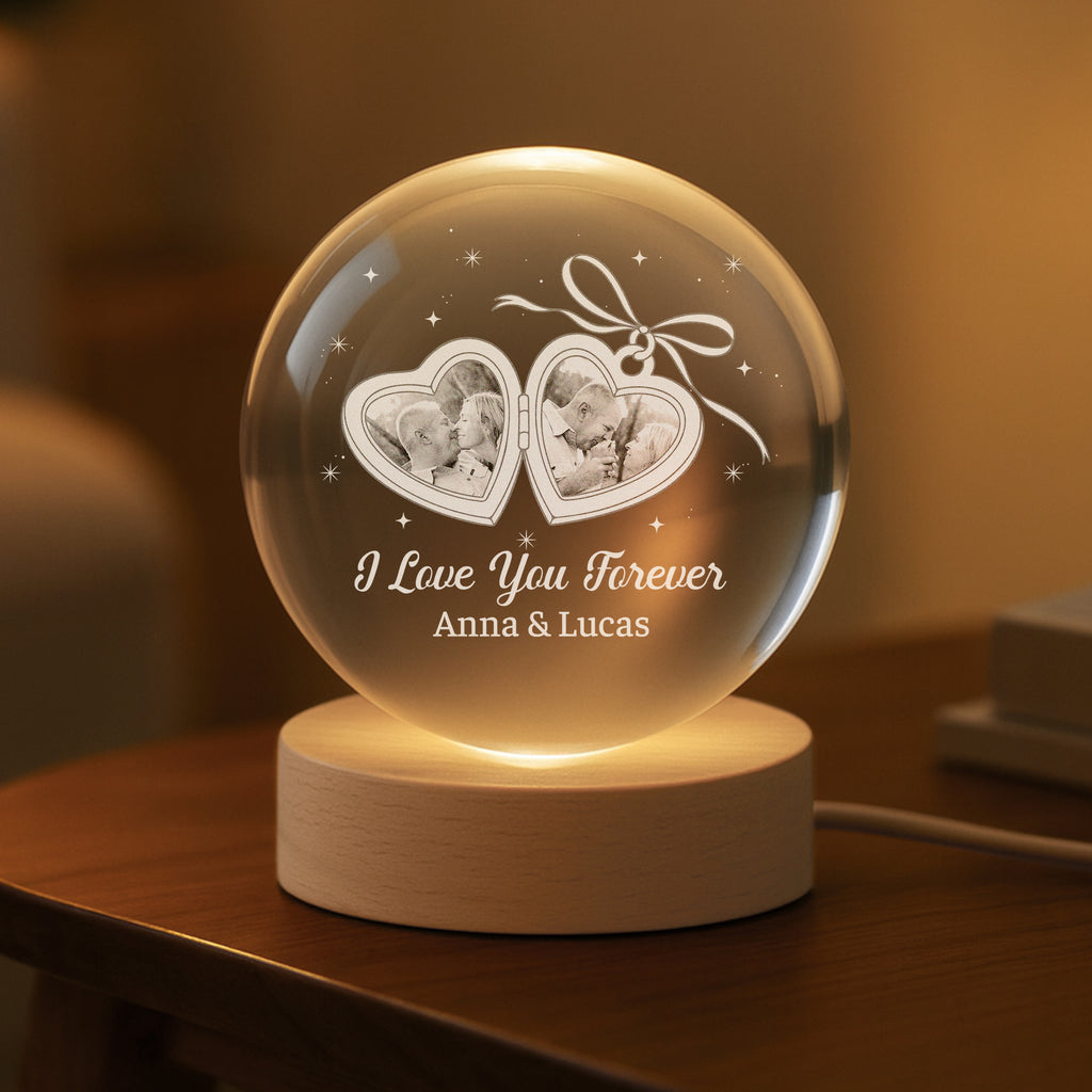 7572LUS2 heart locket crystal ball lamp personalized gifts for couples 7572LCPWG