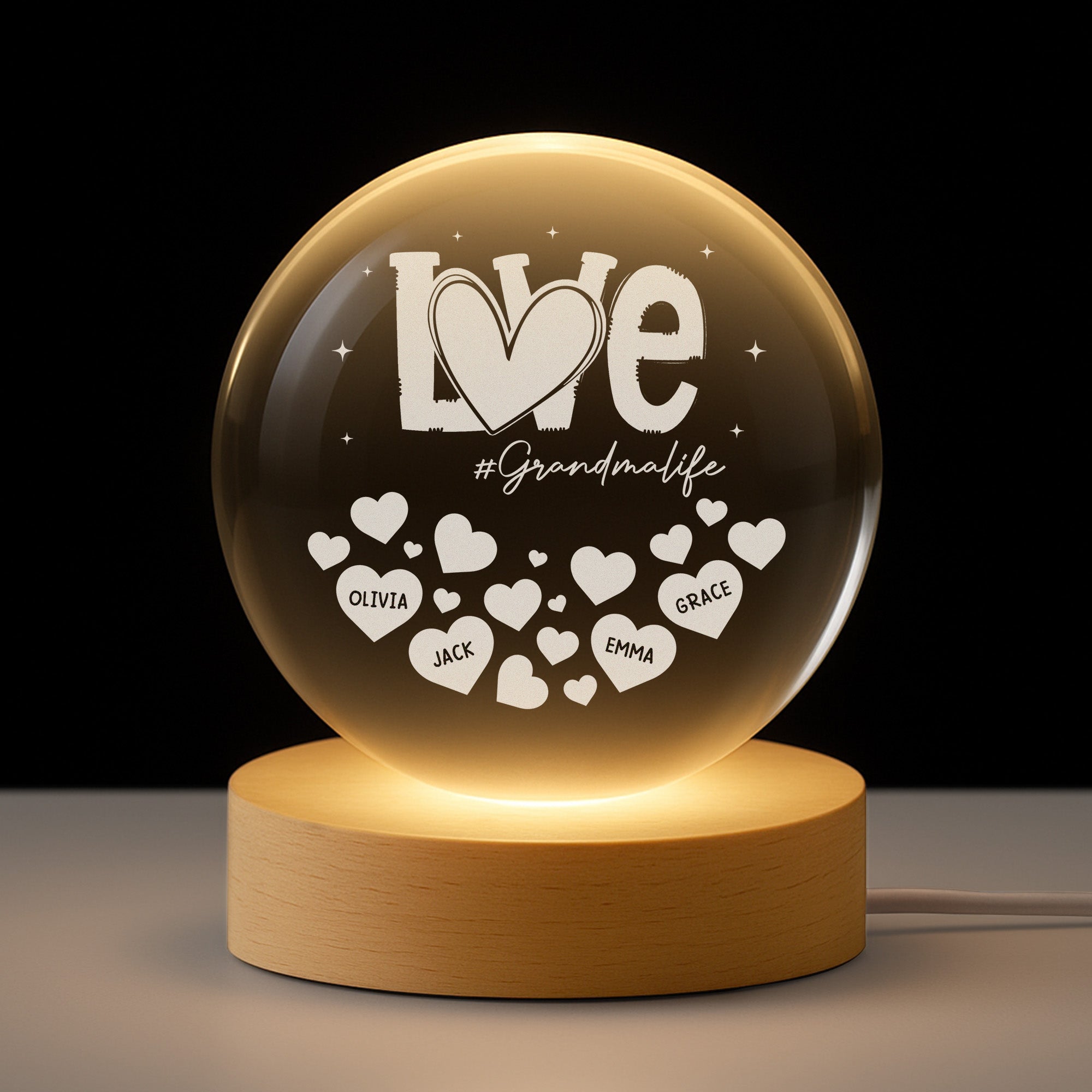 7626LUS1 custom crystal ball lamp with names gifts for mom and grandma 7626L6LTA