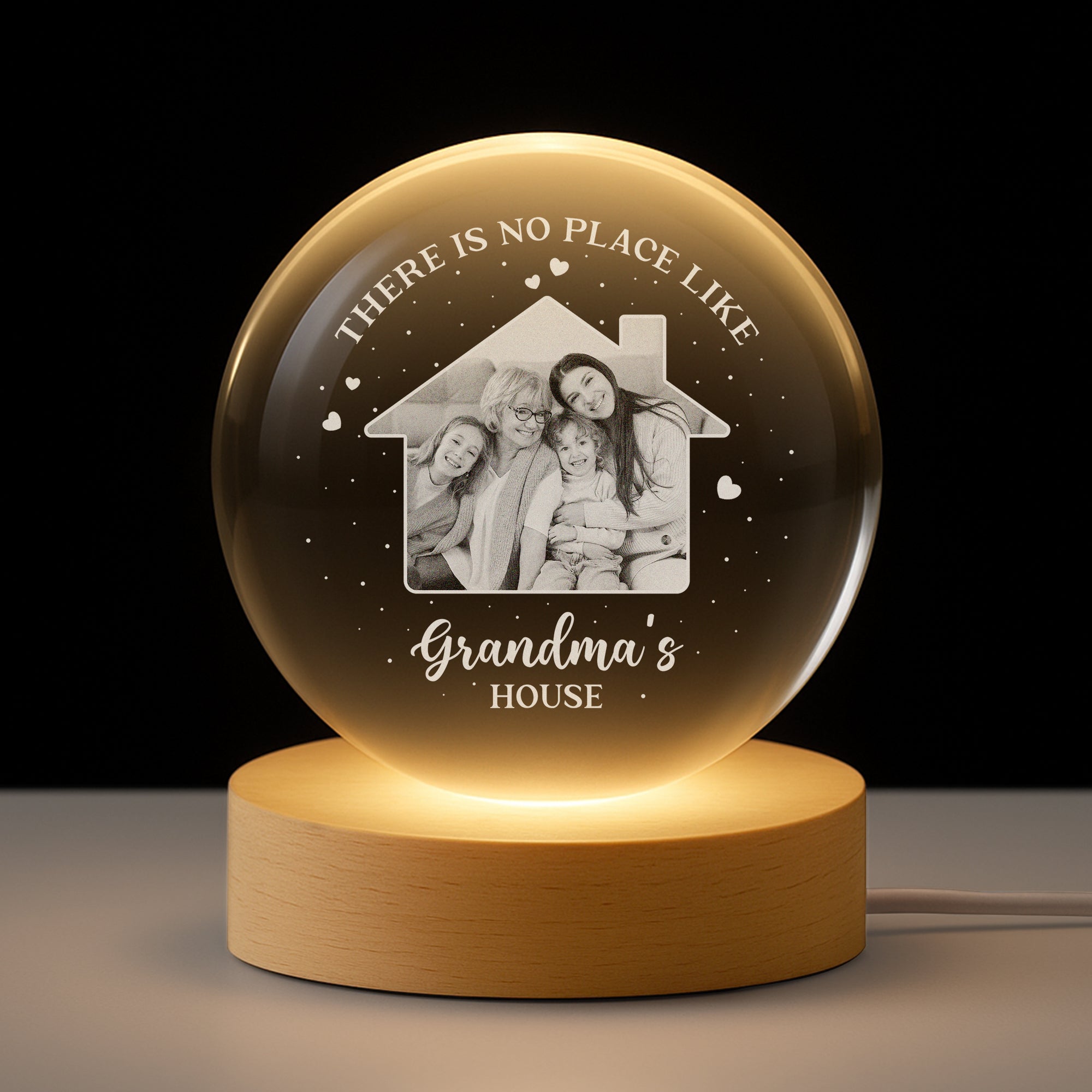 7639LUS1 there is no place like home crystal ball lamp custom photo gifts for grandma grandpa 7639LTPZA