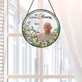 7676UUS2 stained glass cardinal suncatcher personalized photo memorial gifts for loss of momdad 7676u3taa
