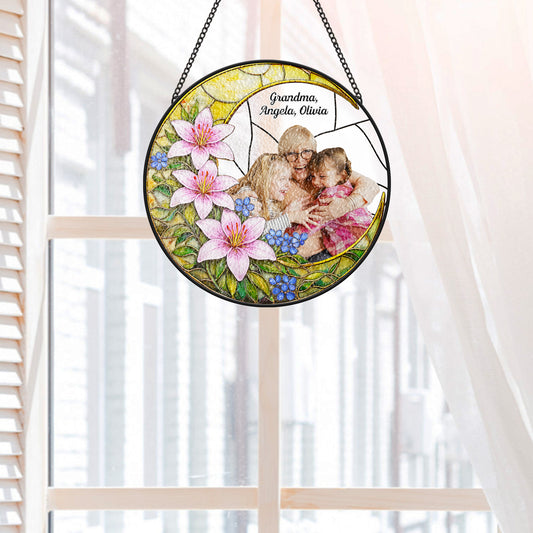 7703UUS1 stained glass sunflower suncatcher_ with photo custom gifts for momgrandma 7703u6vna_2