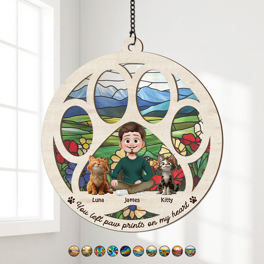 7704UUS1 you left paw prints on my heart_ suncatcher custom gifts for cat lovers 7704uctnd
