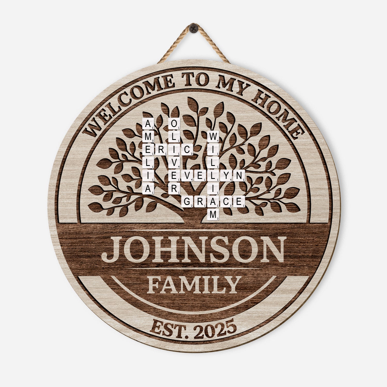 7710QUS1 wooden welcome to our home signs_ custom family crossword gifts 7710q8pwi_e0c55e86 6dfc 425a a487 587e9dff6d8d