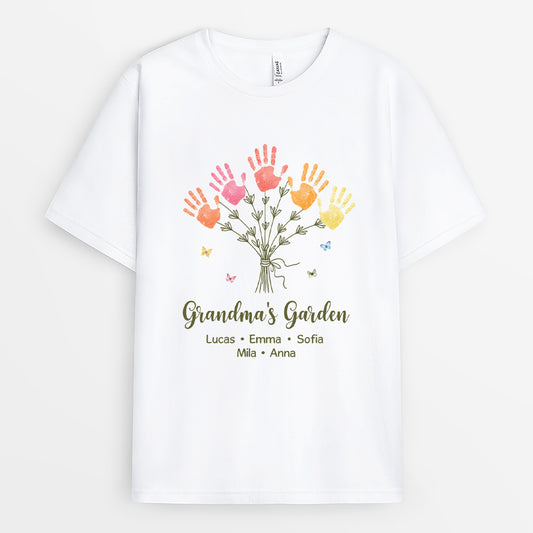 7719AUS1 grandmas garden shirt with handprint custom gifts for grandmamom 7719a8lca