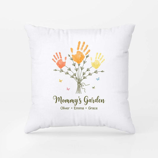 7719PUS2 grandmas garden pillow with handprint custom gifts for grandmamom 7719p8lca