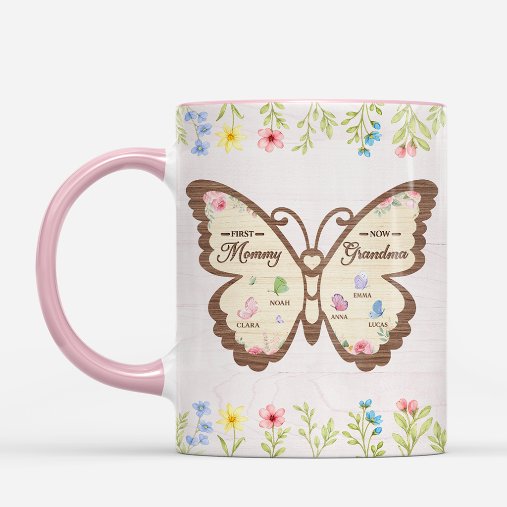 7730MUS1 first mom now grandma butterfly mug personalized mothers day gifts 7730msyza_2