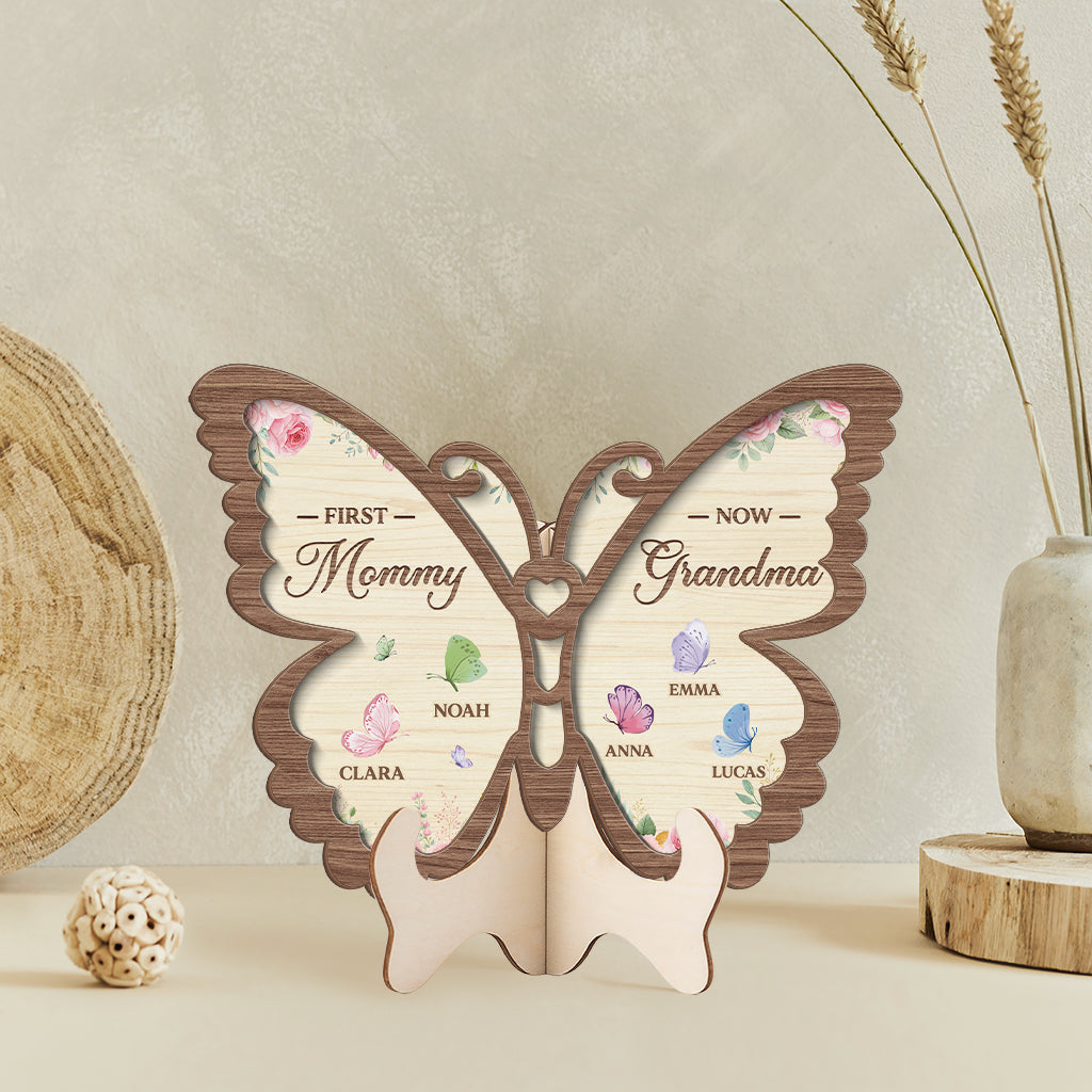 7730QUS2 first mom now nana_ wooden plaque custom grandma gifts 7730qspza