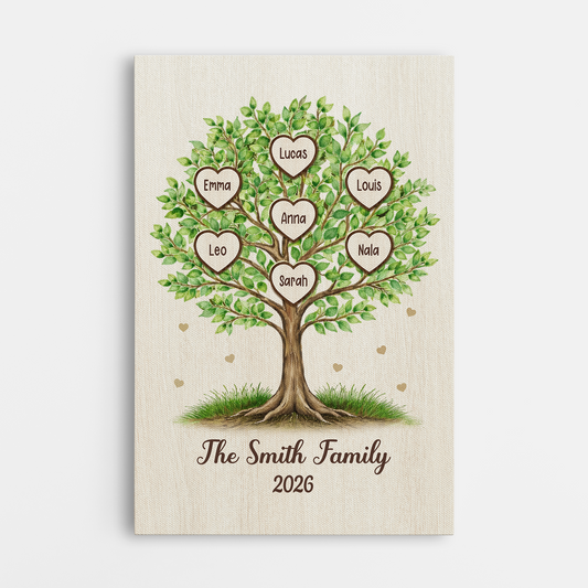 7732CUS1 family tree wall art personalized family canvas with names 7732c8rwi