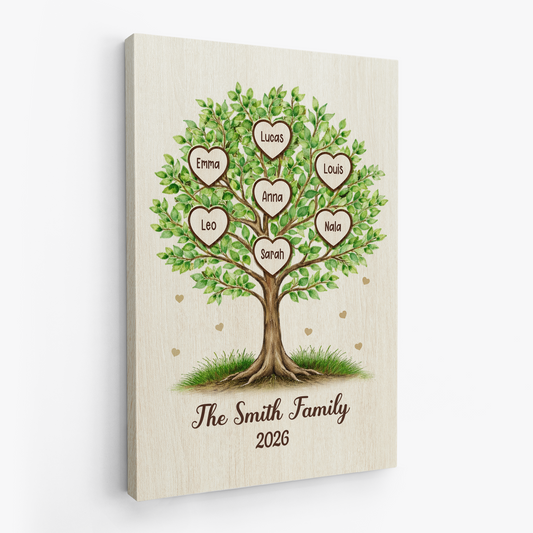 7732CUS2 family tree wall art personalized family canvas with names 7732c8rwi