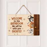 7735QUS2 wooden welcome to the bathroom cat sign custom gifts for cat lovers 7735qtrad