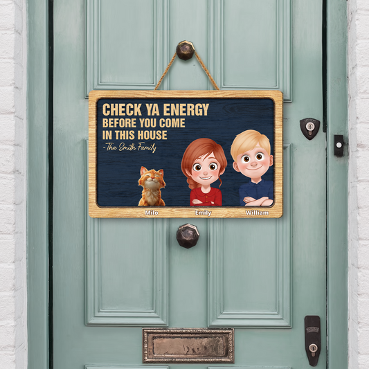 7744QUS2 wooden check ya energy sign custom gifts for family with dogcat 7744qtkhi