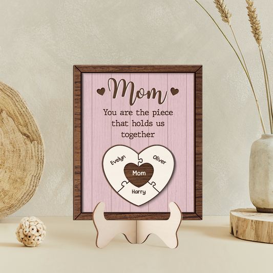 7802QUS2 personalized wooden plaques mom you are the piece that holds us together_ 7802qshha