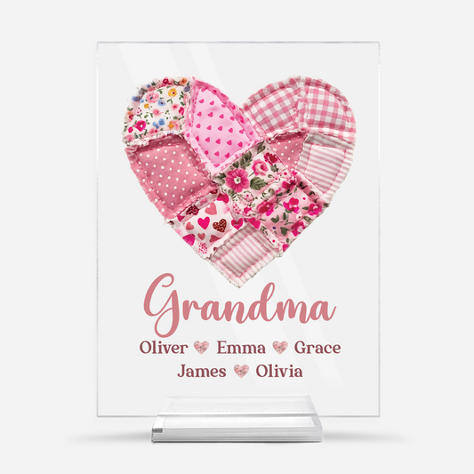 7809RUS1 pink heart acrylic plaque with stand custom gifts for grandmamom 7809r8fca