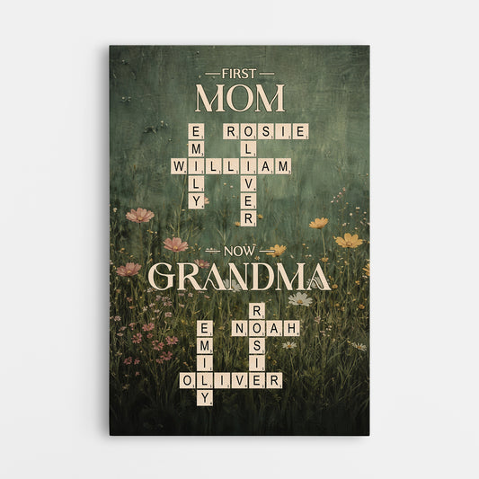 7902CUS1 first mom now grandma crossword canvas custom grandma gifts 7902c8pna