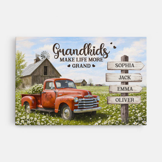7906CUK1 personalised grandkids make life more grand canvas for grandparents 7906c8lza