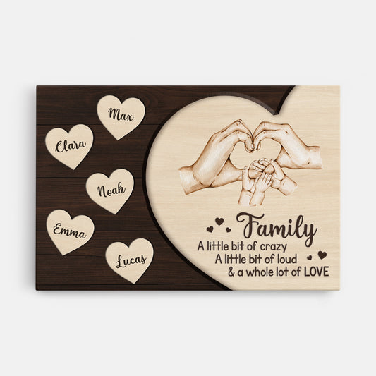 7921CUK1 3d printing effect personalised family a little bit of crazy canvas for mumdad 7921cslmi