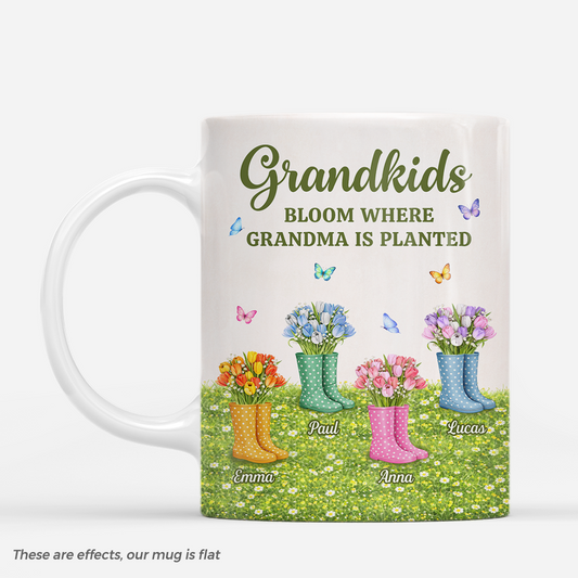 7939MUS1 grandkids bloom where grandma is planted mug custom gifts for grandmamom 7939mtkca