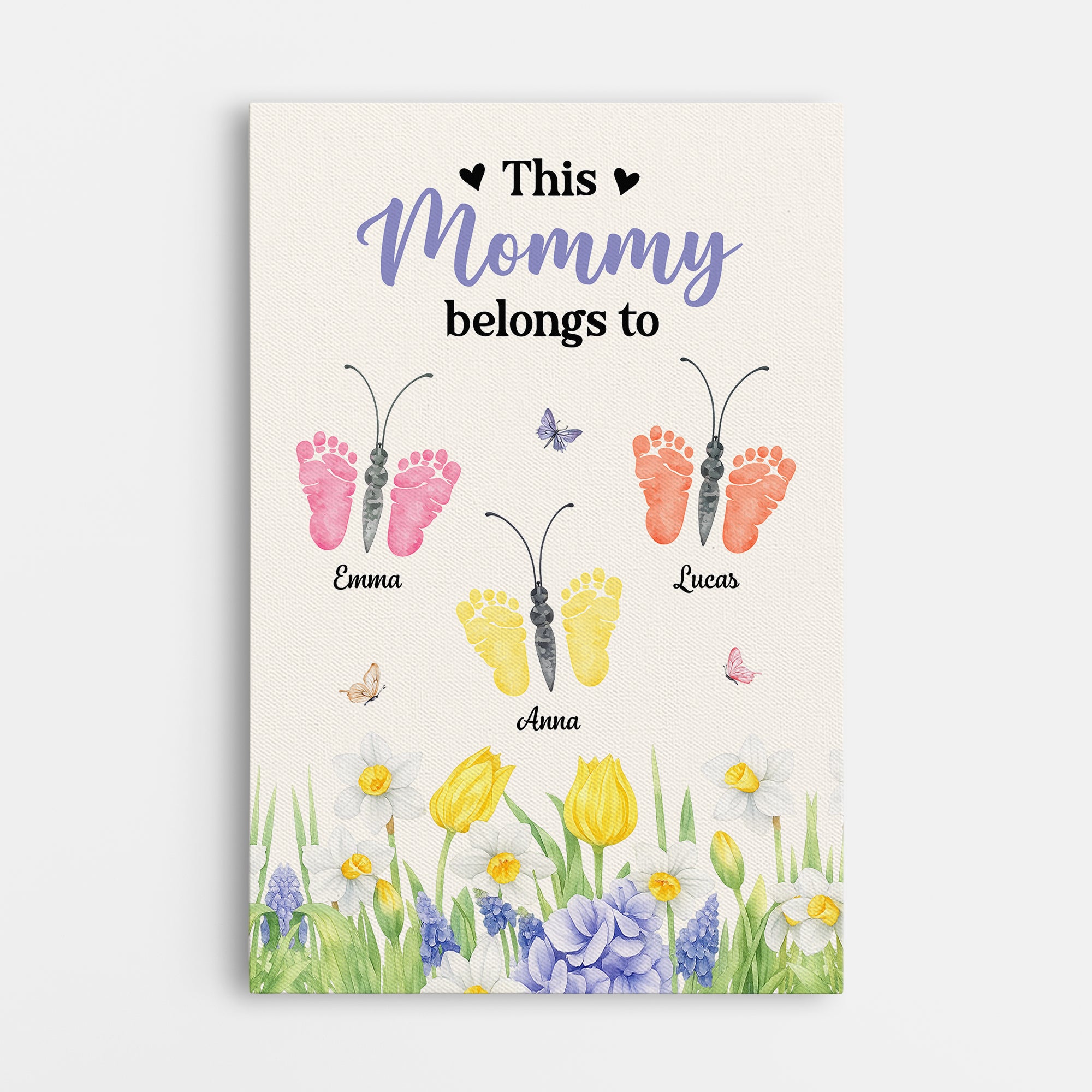 7959CUS1 butterfly footprints mothers day_ canvas custom gifts for momgrandma 7959c6yca