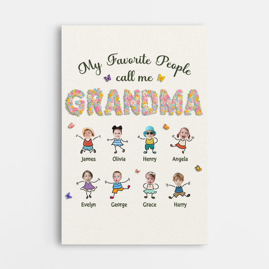 7977CUS1 my favorite people call me grandma custom canvas with grandkids faces 7977ctyna