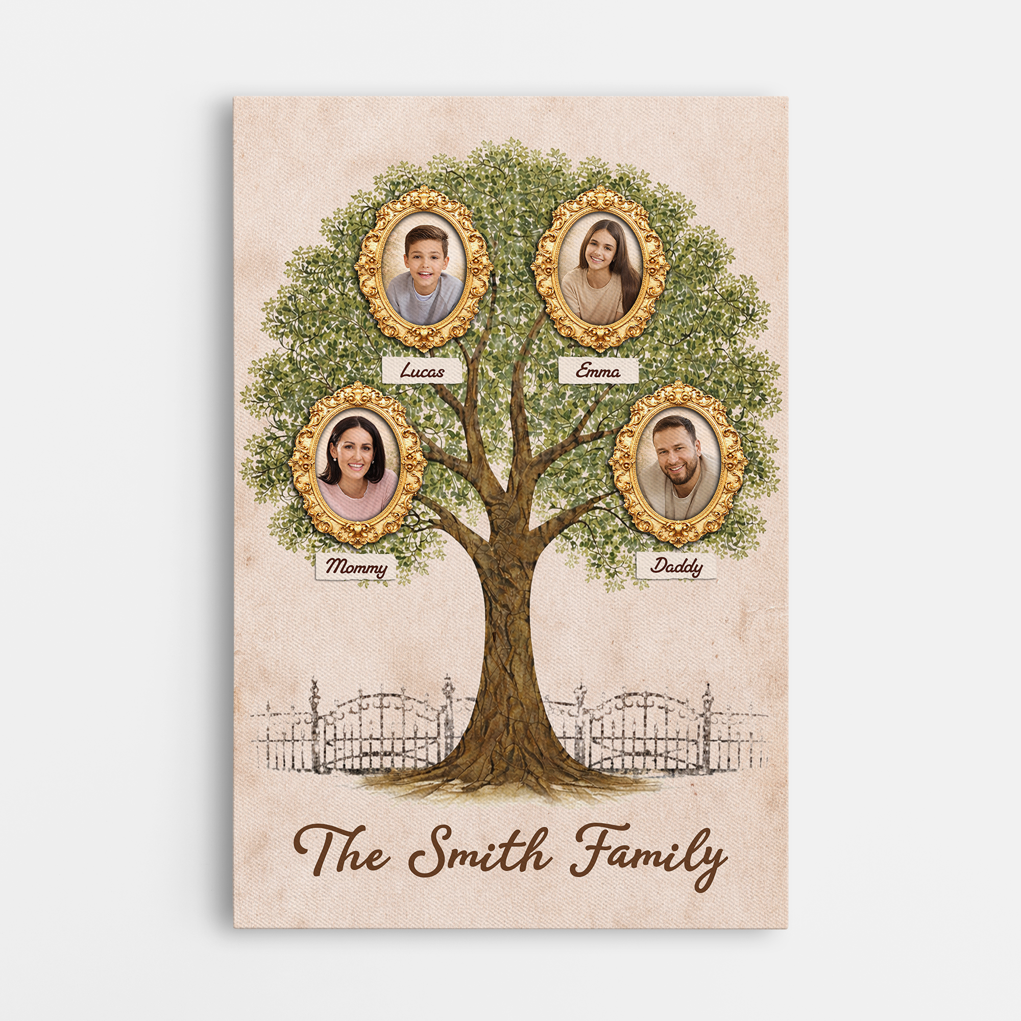 8009CUS1 family tree canvas wall art_ with photos custom gifts for a family 8009c6fwi