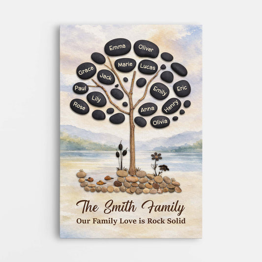 8011CUS1 our family love is rock solid canvas personalized family name wall art_ 8011c6vti