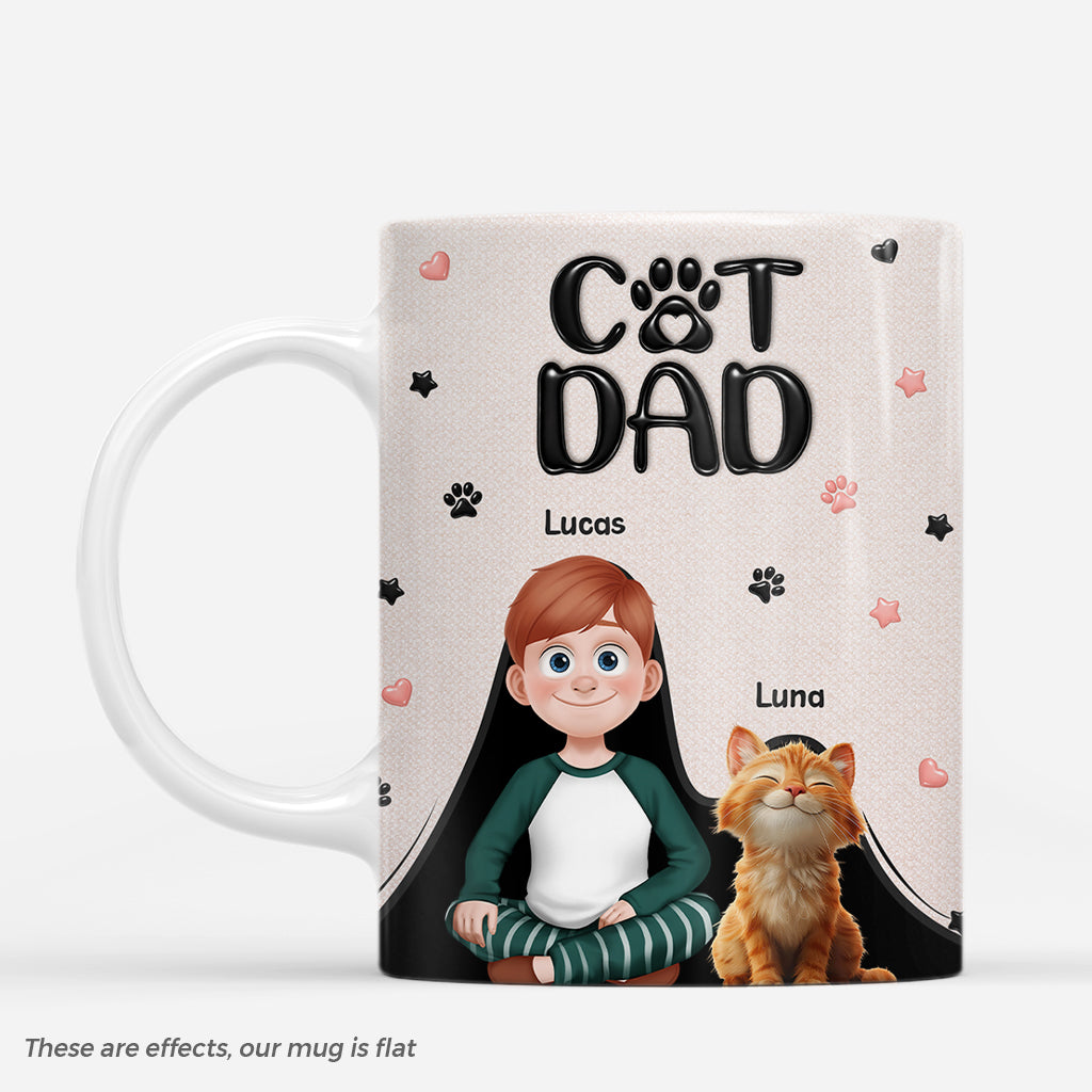 8030MUS1 3d printing effect cat dad coffee mugs with paw prints personal gifts for cat lovers 8030mtkzd