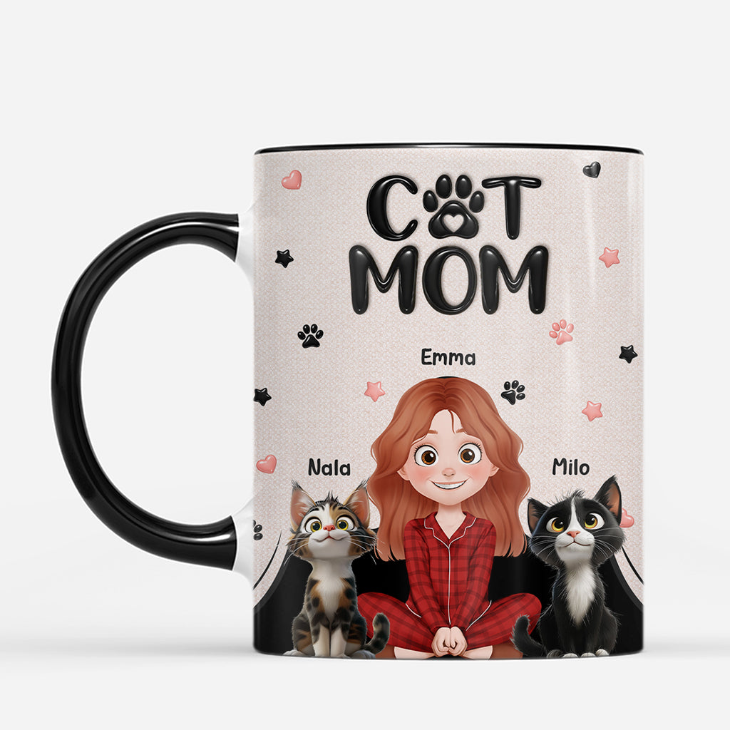 8030MUS2 3d printing effect cat dad coffee mugs with paw prints personal gifts for cat lovers 8030mtkzd