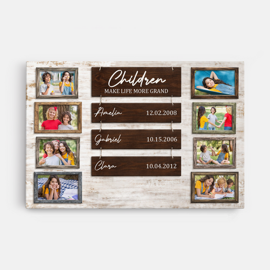 8055CUS1 kids make life grand canvas with photos custom gifts for parents 8055csfma