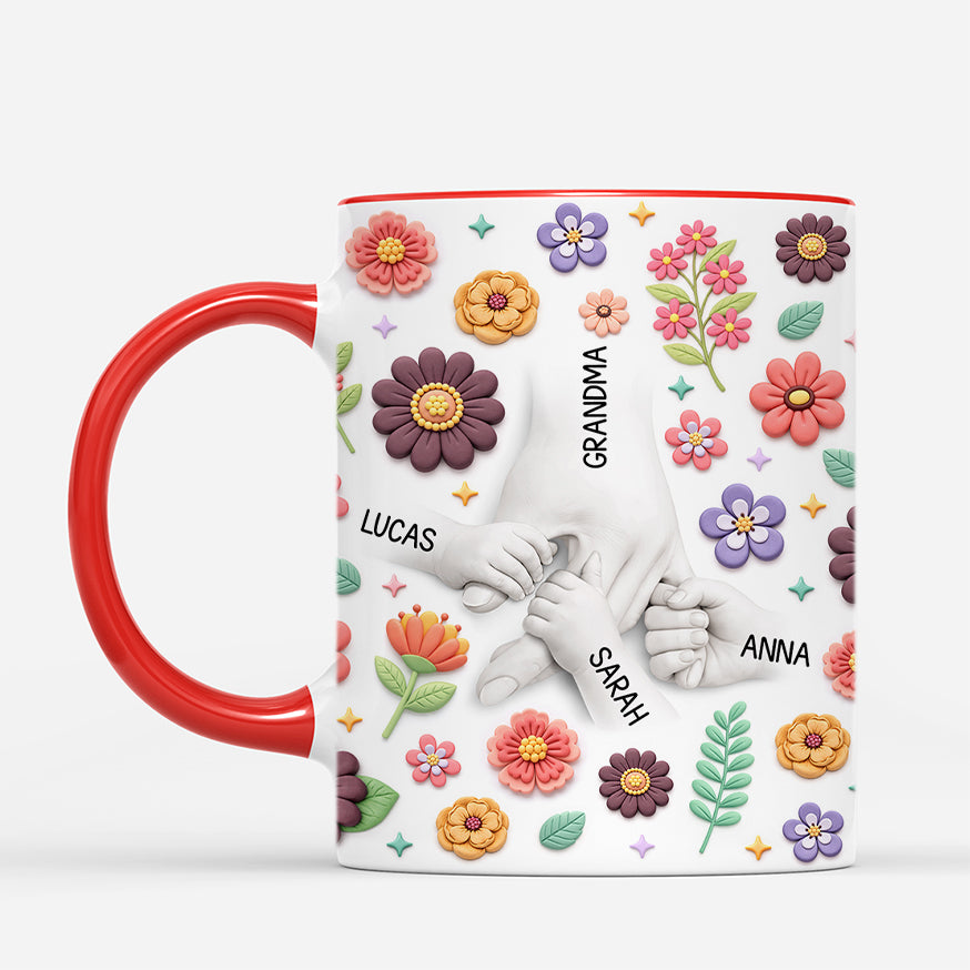 8106MUS2 3d printing effect holding moms hand floral mug custom gifts for momgrandma 8106m8qwa