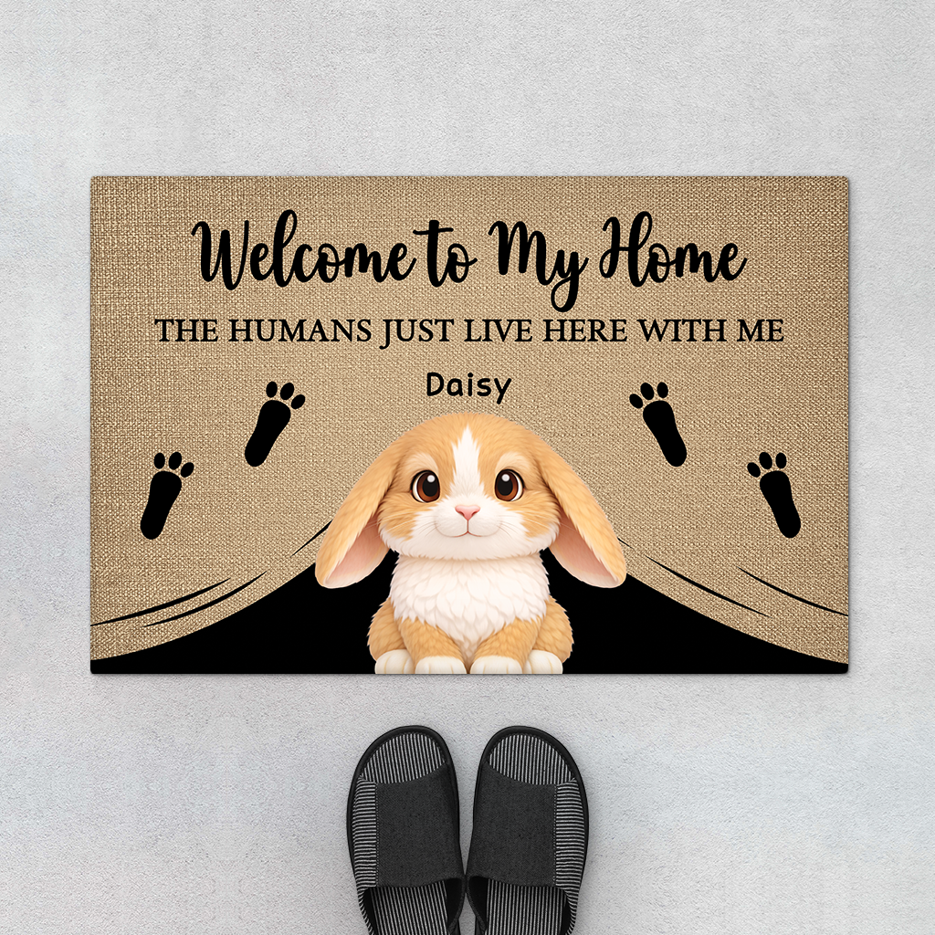 8143DUS1 personalized rabbit doormat welcome to my home doormat 8143dak5i_64adf3c3 cc7e 4520 b2ba 59a6260bed86