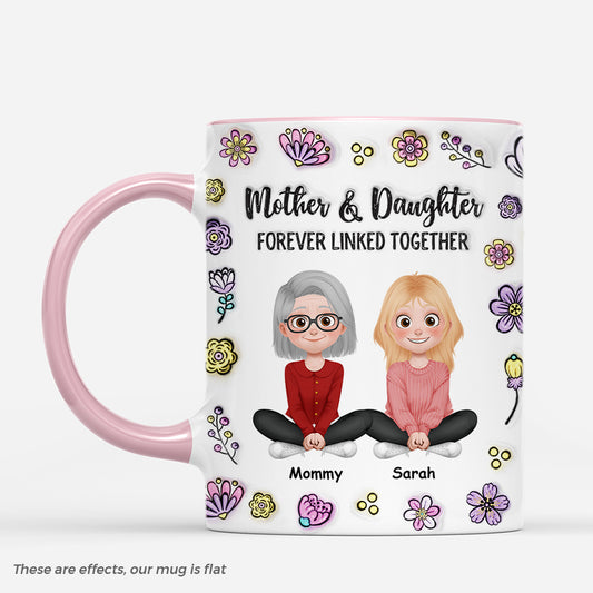8150MUS1 3d printing effect custom mom mug mother and daughter forever linked_ together 8150m3lwa