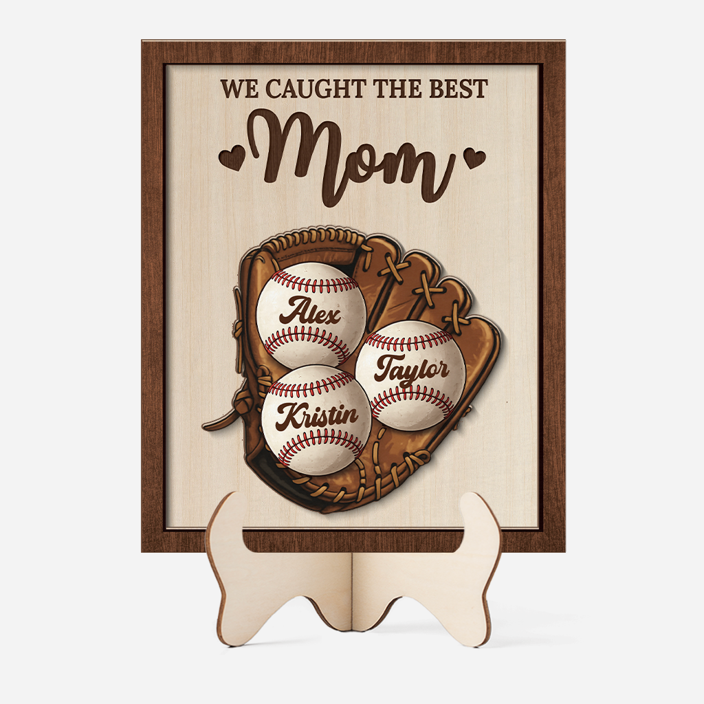 8172QUS1 personalized baseball wooden plaque we caught the best momdad 8172qcqha