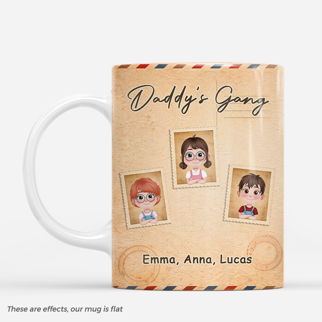 8191MUS1 3d printing effect daddy gang mug with kids custom gifts for dadmom 8191mtxcb