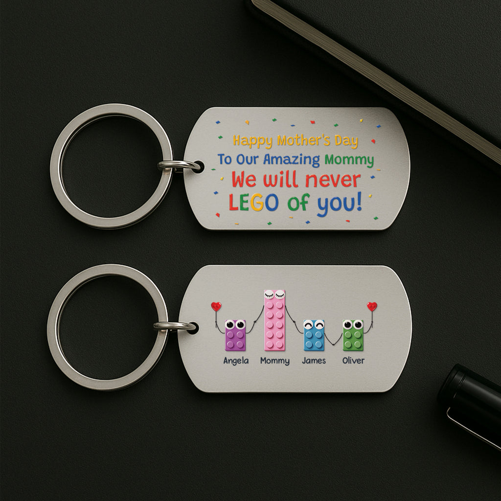 8216JUS2 3d printing effect lego metal keychain custom gifts for dadmom 8216j8qnb
