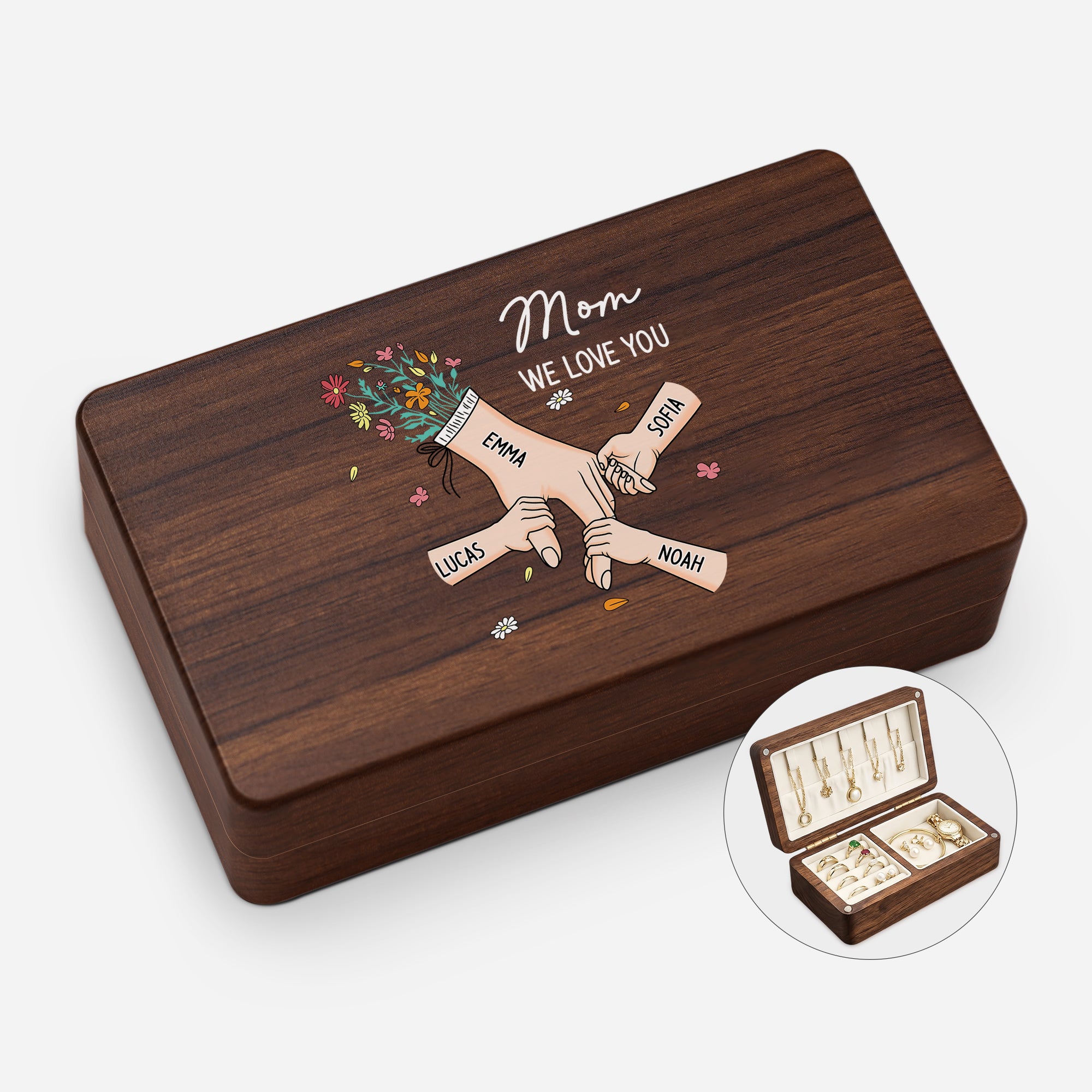 8227AUS1 hand in hand wooden jewelry box personalized gifts for momgrandma 8227aj6paa