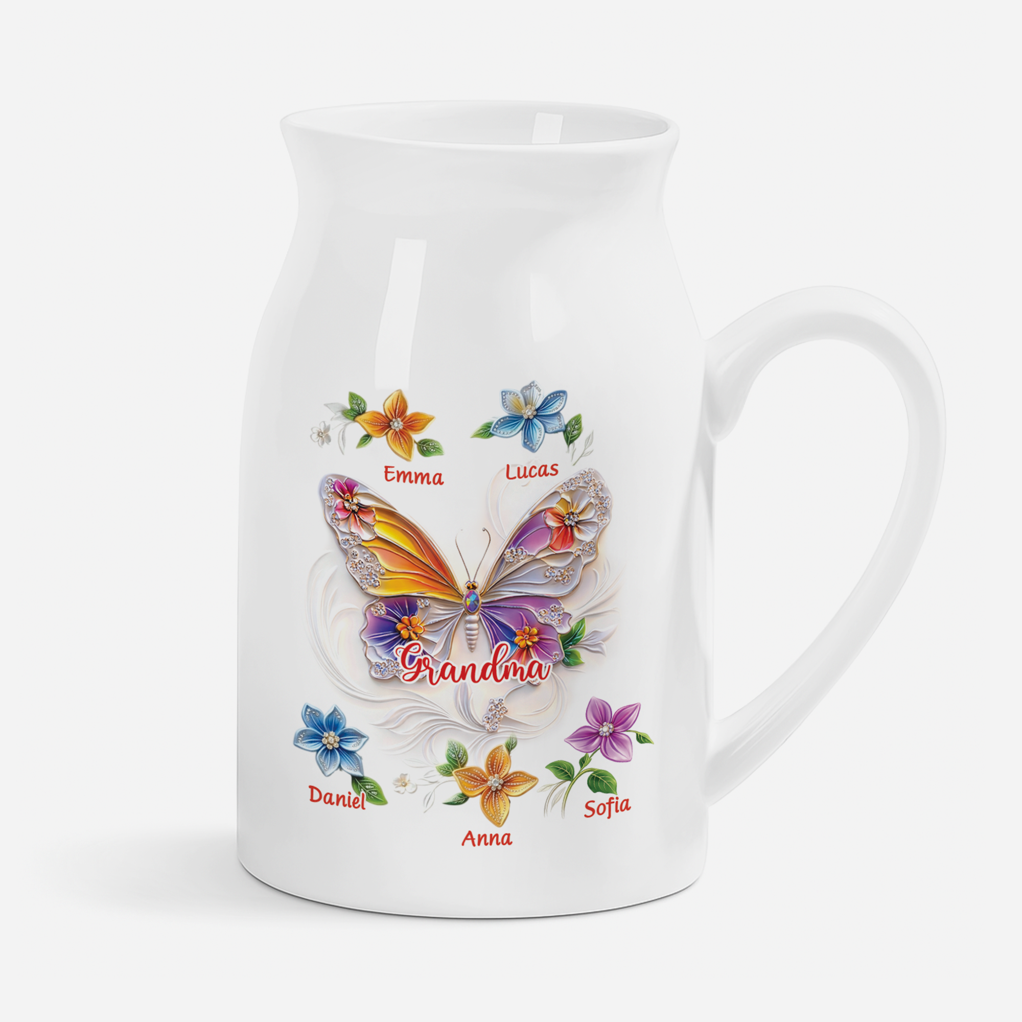 8309OUS1 3d printing effect butterfly grandma flower vase custom gift for momgrandma 8309otkaa
