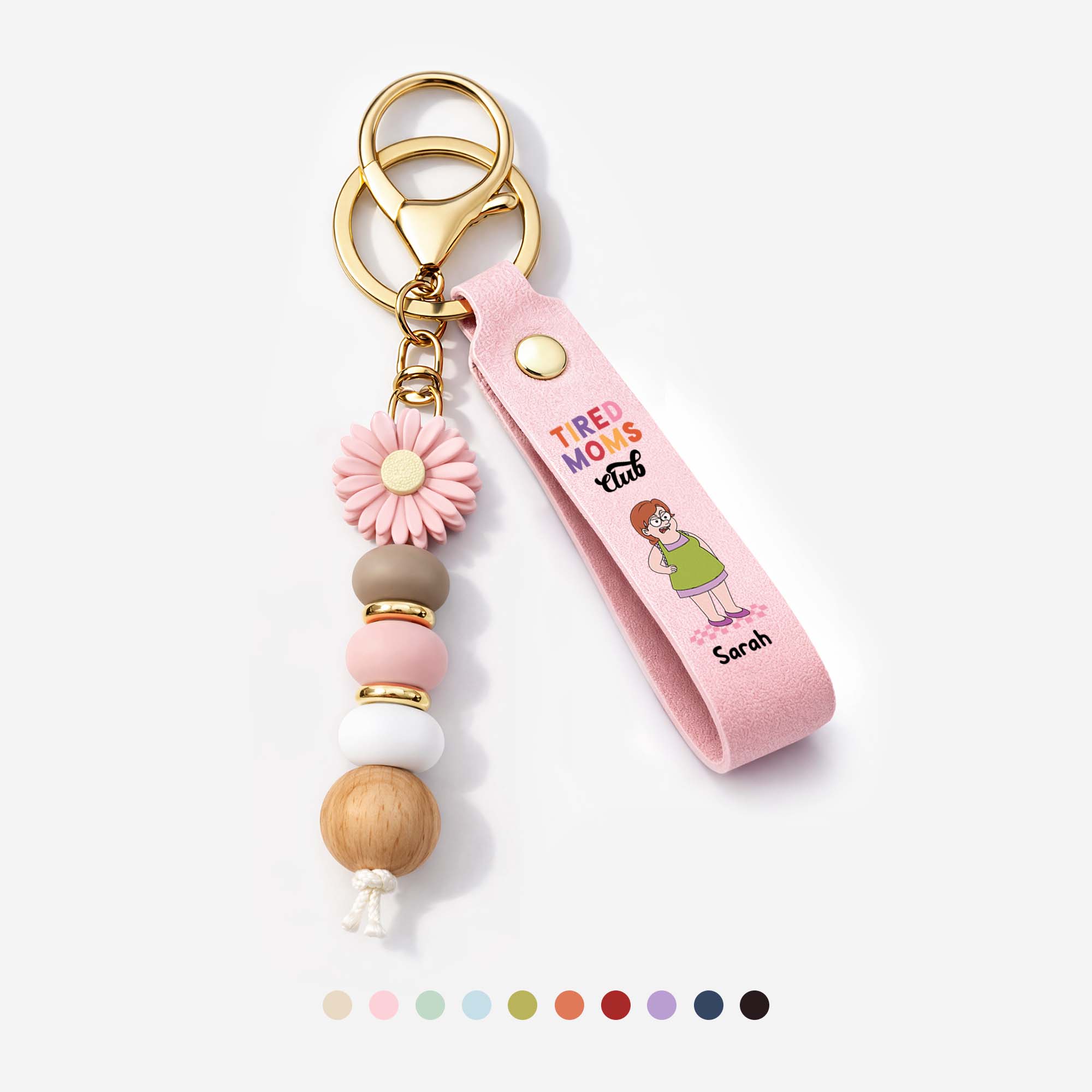 8315MUS1 tired moms club daisy beaded keychain custom gifts for momdad 8315mj6vwa_2