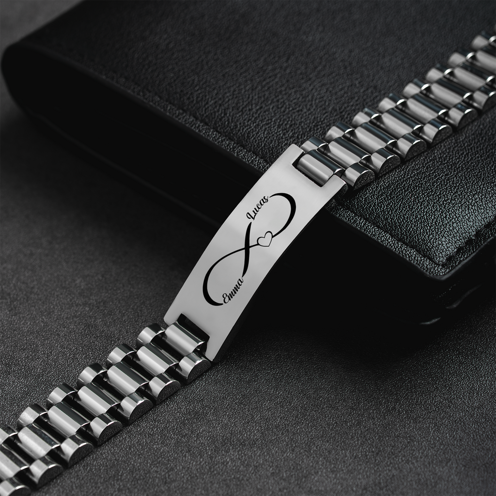 8325JUS2 stainless steel watch band bracelet with names custom couple gifts 8325jnf5g