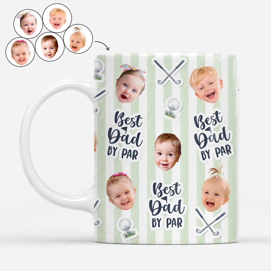 8328MUS1 best dad by par mug with faces custom golf gifts for dadgrandpa 8328msfwb