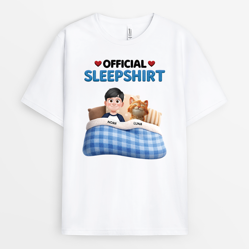 8350AUS1 3d printing effect personalized sleep shirts gifts for cat lovers 8350achmd