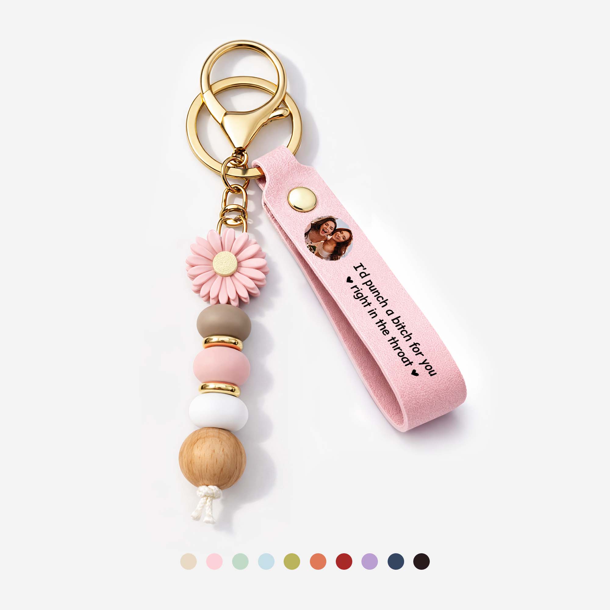 8359MUS1 daisy beaded keychain with photo personalized best friend gifts 8359mj8qmf