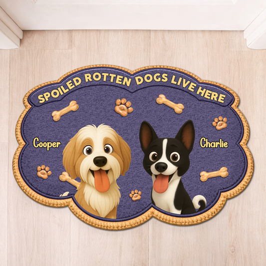 8558AUS1 custom shaped doormat spoiled rotten dogs live here 8558adavrc_2