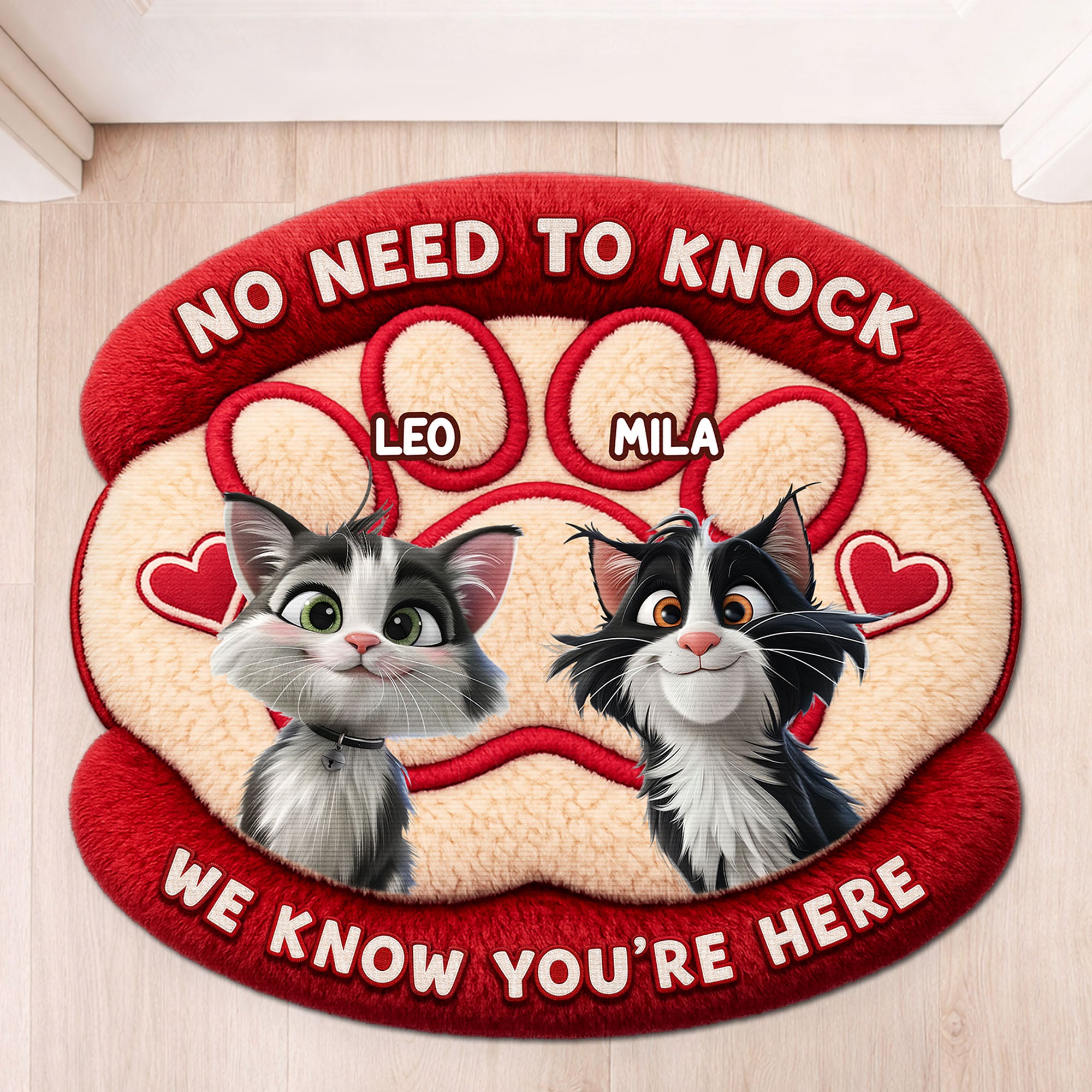 8564AUS1 no need to knock cat doormat_ custom shaped doormat for cat lovers 8564adavwd_3