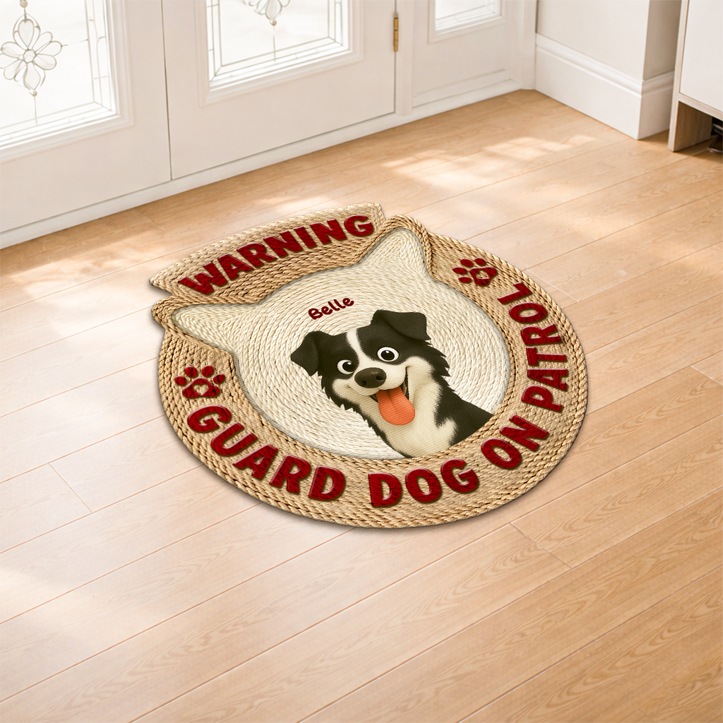 8569AUK1 3d printing effect beware guard dog on duty custom shaped doormat 8569adslbc_2