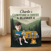 8570BUS2 campfire and coffee fleece blanket custom camping gifts for himher 8570btf5a