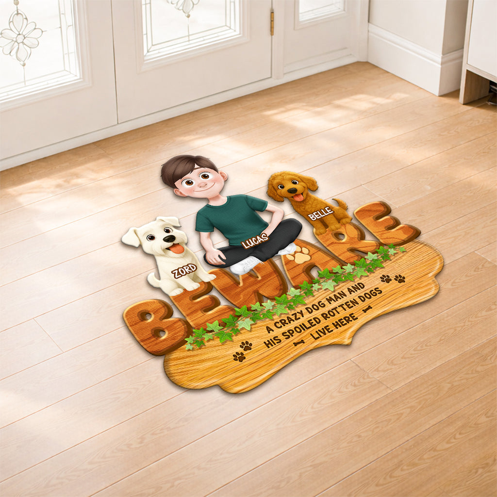 8573AUS2 custom shaped doormat a crazy dog lady and her dogs live here 8573adafbc