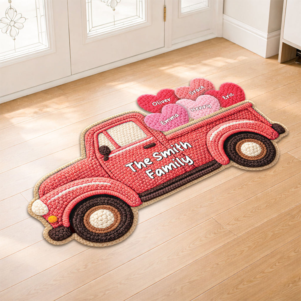 8608AUS2 car shaped doormat with family names personalized gifts for family 8608adneli